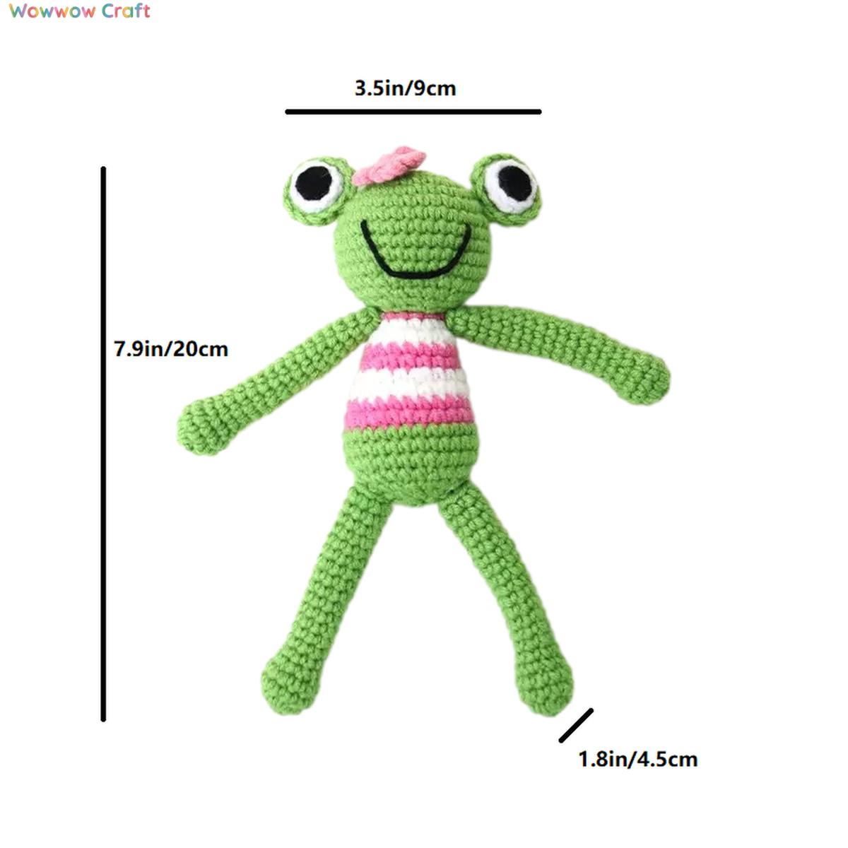Crochet Doll,Cute hand-crocheted green frog doll - Hand-crocheted doll